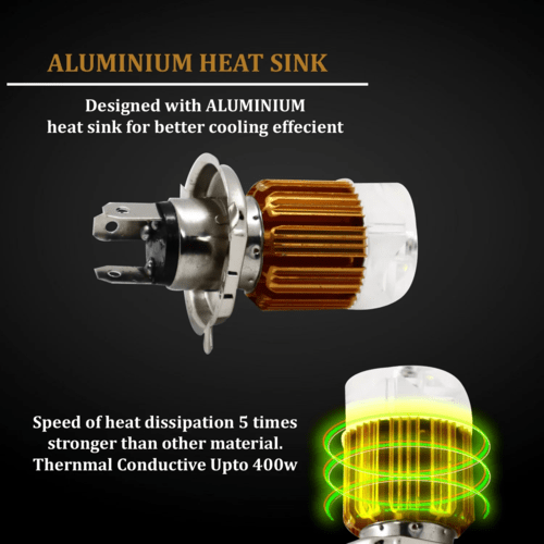 Universal H4 LED headlight bulb for bike and car with 2000LM white light and multicolor LED ring