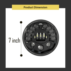 7 Inch Round Headlight with Turn Signal Indicator & Hi/Low Beam for Bullet, Mahindra Thar