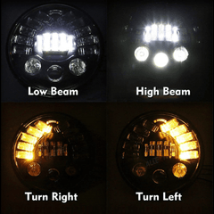 7 Inch Round Headlight with Turn Signal Indicator & Hi/Low Beam for Bullet, Mahindra Thar