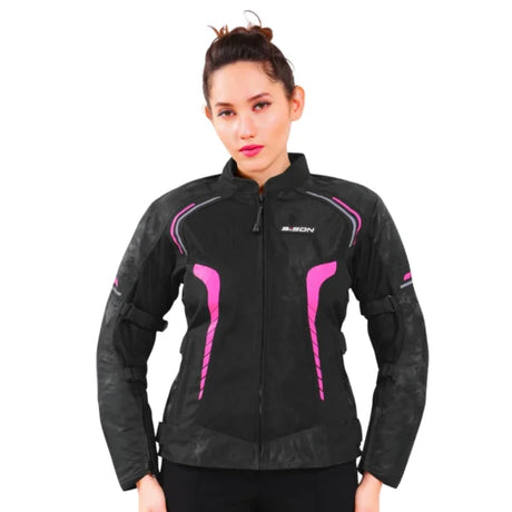 Bison ProGear Phoenix women riding jacket hi viz pink
