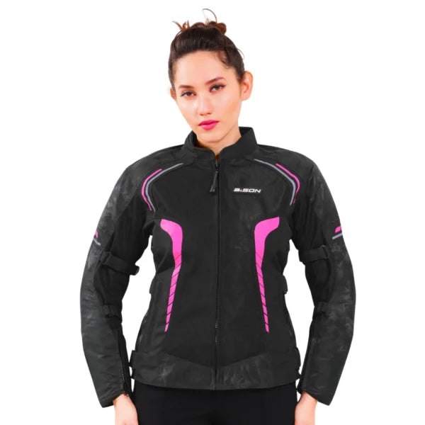 Bison ProGear Phoenix women riding jacket hi viz pink
