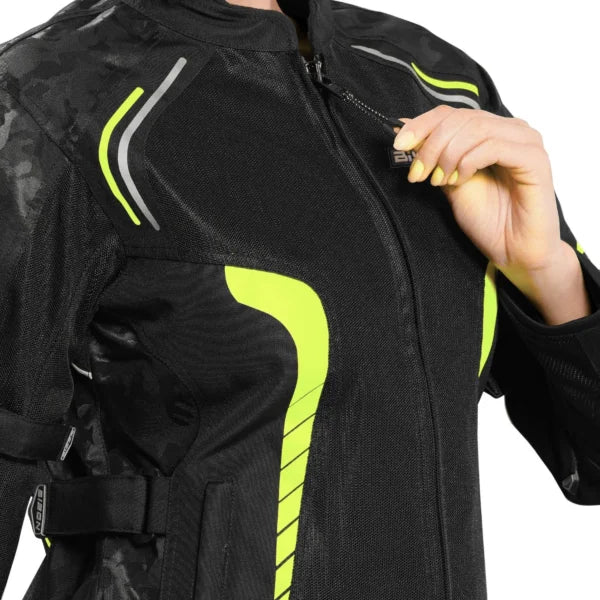 Bison ProGear Phoenix women riding jacket hi viz green
