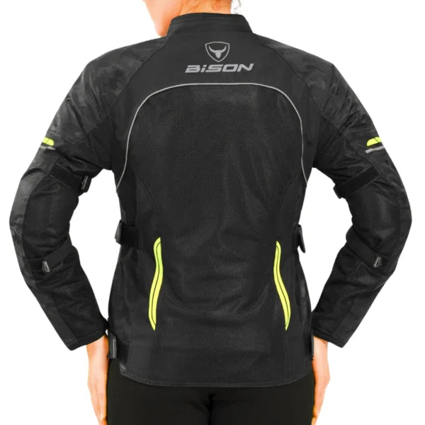 Bison ProGear Phoenix women riding jacket hi viz green
