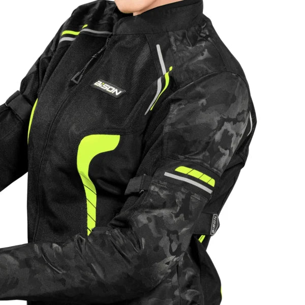 Bison ProGear Phoenix women riding jacket hi viz green
