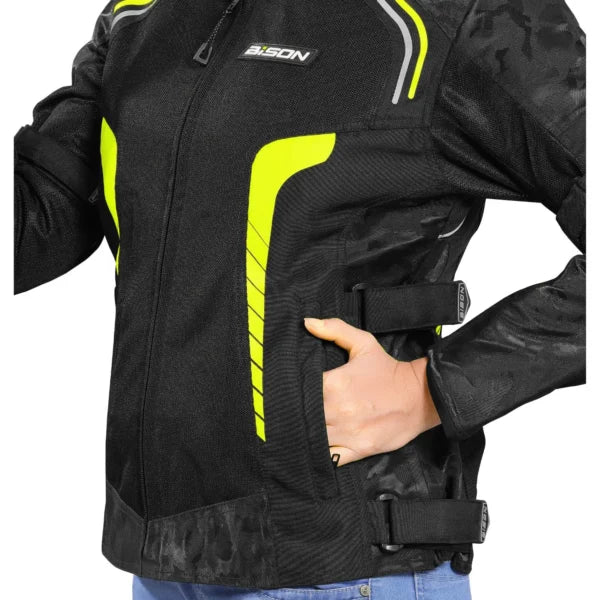 Bison ProGear Phoenix women riding jacket hi viz green
