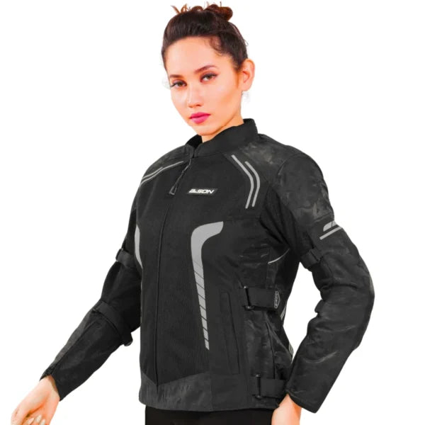 Bison ProGear Phoenix women riding jacket hi viz grey
