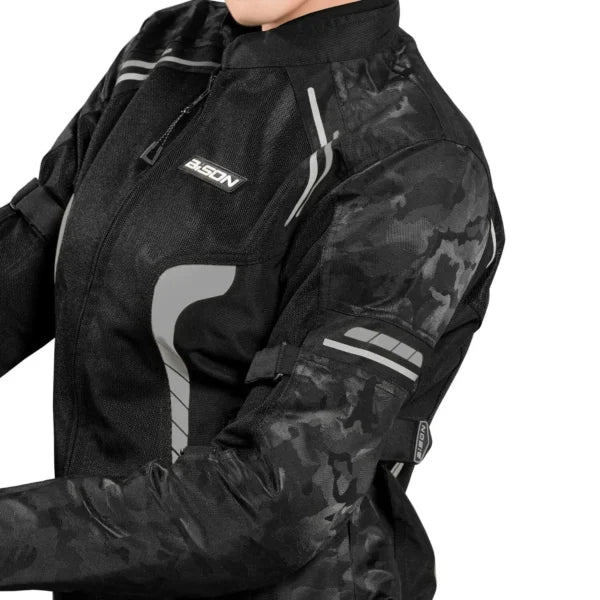 Bison ProGear Phoenix women riding jacket hi viz grey
