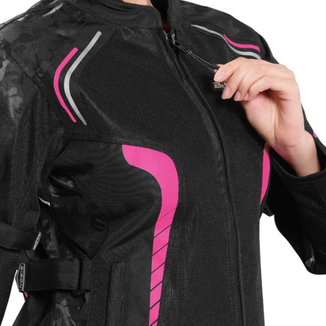 Bison ProGear Phoenix women riding jacket hi viz pink

