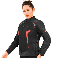 Bison ProGear Phoenix women riding jacket hi viz red
