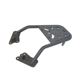 MotoCare Pipe Carrier installed on Honda CB300F showing heavy duty luggage transport rack and secure mounting system