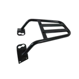 Motocare Dominar 400 pipe carrier installed on Bajaj Dominar 400 motorcycle providing heavy duty luggage support for touring and travel
