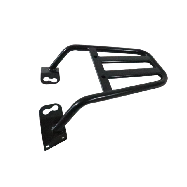 Motocare Dominar 400 pipe carrier installed on Bajaj Dominar 400 motorcycle providing heavy duty luggage support for touring and travel