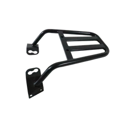 Motocare Dominar 400 pipe carrier installed on Bajaj Dominar 400 motorcycle providing heavy duty luggage support for touring and travel