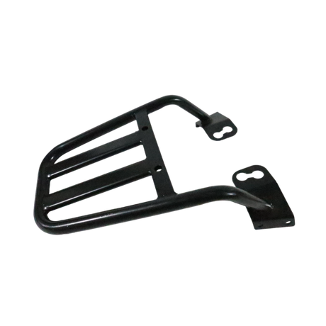 Motocare Dominar 400 pipe carrier installed on Bajaj Dominar 400 motorcycle providing heavy duty luggage support for touring and travel