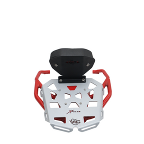 MotoCare pipe carrier with backrest installed on Hero XPulse 210 for luggage and passenger comfort support