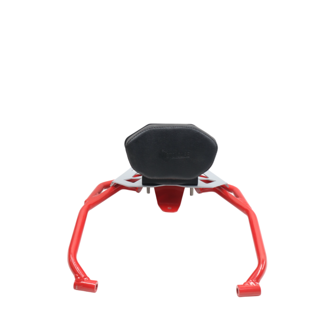MotoCare pipe carrier with backrest installed on Hero XPulse 210 for luggage and passenger comfort support