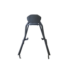 MotoCare pipe carrier with backrest installed on Yezdi Roadster 2024 showing luggage rack and comfortable pillion support system
