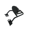 Motocare Dominar 400 pipe carrier with plate and backrest installed on Bajaj Dominar 400 motorcycle for touring luggage support and pillion comfort