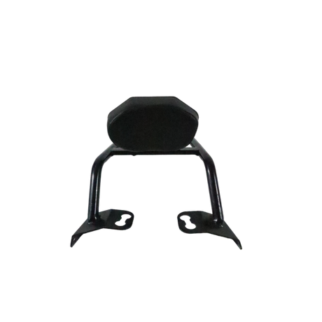 Motocare Dominar 400 pipe carrier with plate and backrest installed on Bajaj Dominar 400 motorcycle for touring luggage support and pillion comfort