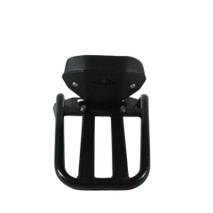 Motocare Dominar 400 pipe carrier with plate and backrest installed on Bajaj Dominar 400 motorcycle for touring luggage support and pillion comfort