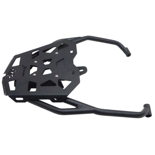 MotoCare pipe carrier installed on Hero XPulse 210 for luggage support and touring use
