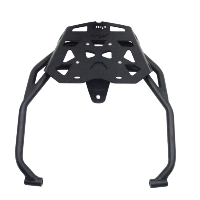 MotoCare pipe carrier installed on Hero XPulse 210 for luggage support and touring use