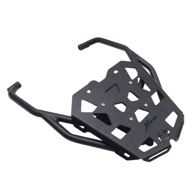 MotoCare pipe carrier installed on Hero XPulse 210 for luggage support and touring use