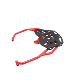 MotoCare red and black pipe carrier installed on Hero XPulse 210 for luggage support and touring use