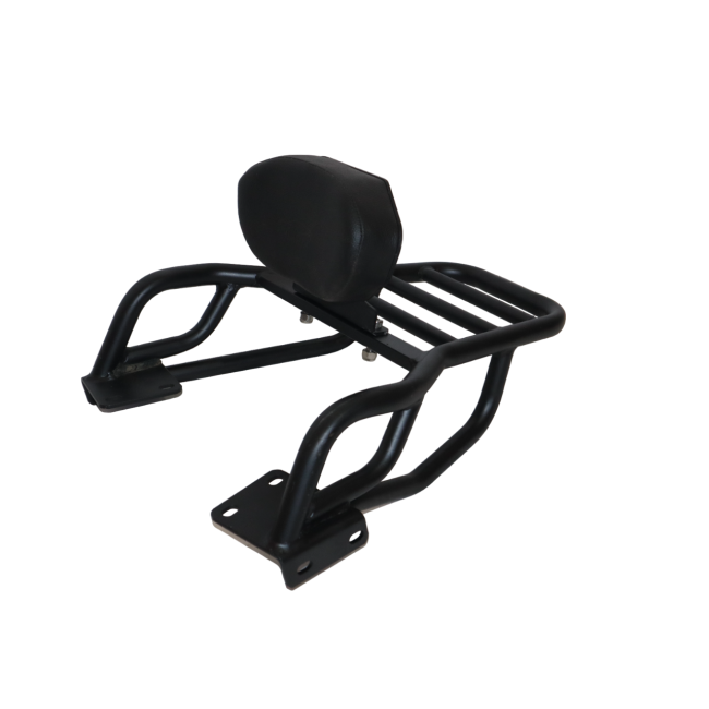 MotoCare pipe carrier with backrest installed on Hero Xpulse motorcycle providing luggage support and pillion comfort for touring rides