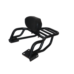 MotoCare pipe carrier with backrest installed on Hero Xpulse motorcycle providing luggage support and pillion comfort for touring rides