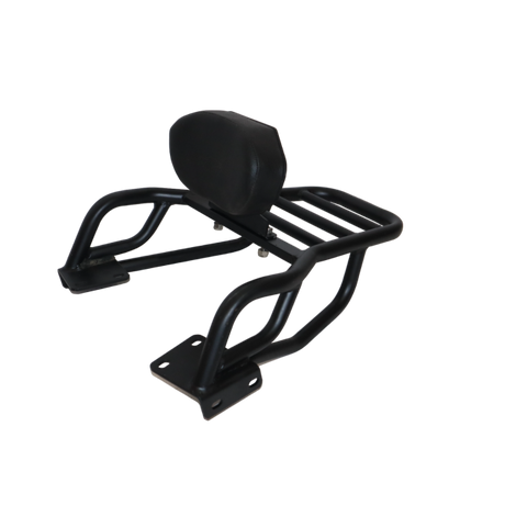 MotoCare pipe carrier with backrest installed on Hero Xpulse motorcycle providing luggage support and pillion comfort for touring rides