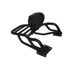 MotoCare pipe carrier with backrest installed on Hero Xpulse motorcycle providing luggage support and pillion comfort for touring rides