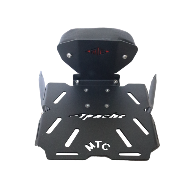 MotoCare plate carrier with backrest for TVS Apache RTR 200