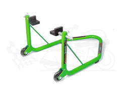 Non-Dismantable Universal Rear Paddock Stand with Skate Wheels - Green - (Bike Wt upto: 350 kgs)