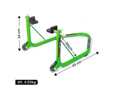 Non-Dismantable Universal Rear Paddock Stand with Skate Wheels - Green - (Bike Wt upto: 350 kgs)