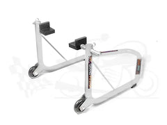 Non-Dismantable Universal Rear Paddock Stand with Skate Wheels - Silver - (Bike Wt upto: 350 kgs)