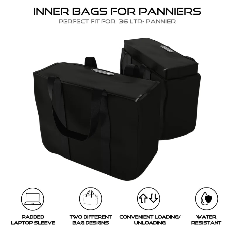 Auto Engina Inner Bag for Panniers | 36L Black 900D PU-Coated Motorcycle Luggage Bag