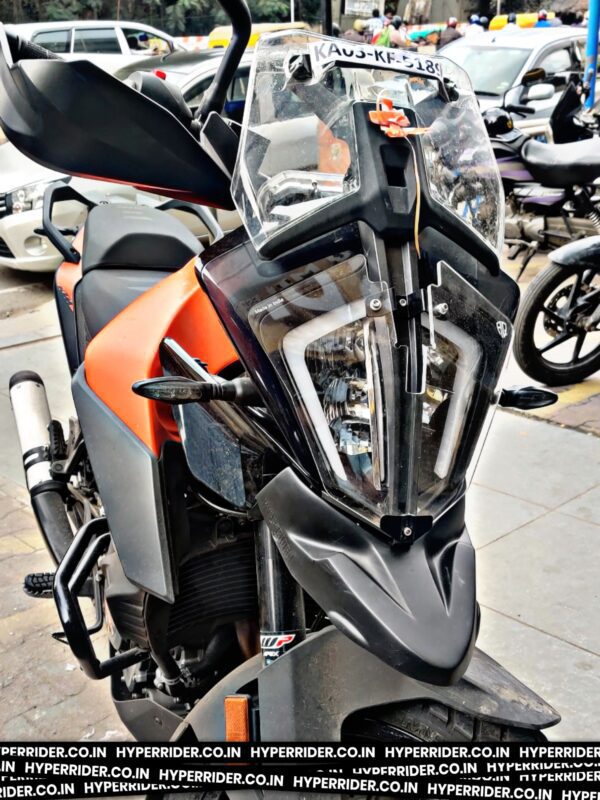 Hyperrider Front Off Road Mudguard for KTM Adventure 390 with Number Plate Relocator Black Matt Orange White