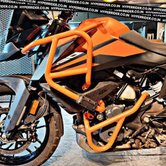 Hyperrider Crash Guard with Grab Slider Type 2 for KTM Adventure 250 and 390 Black Orange