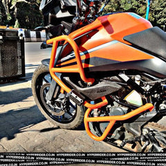 Hyperrider Crash Guard with Grab Slider Type 2 for KTM Adventure 250 and 390 Black Orange