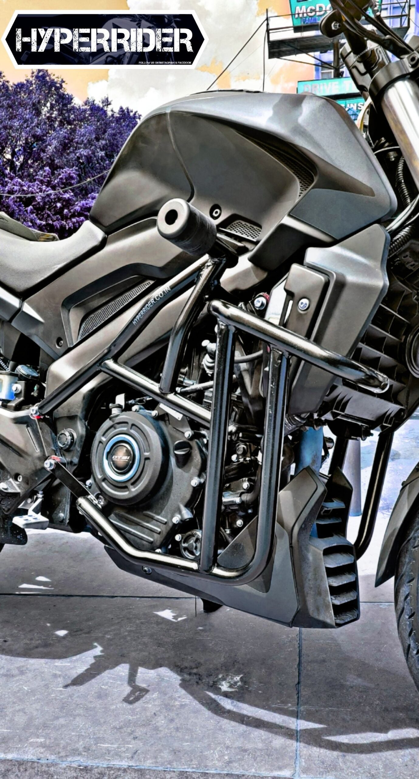 Hyperrider Bajaj Dominar 250 UG Type 2 Crash Guard with Frame Slider for Engine and Radiator Protection