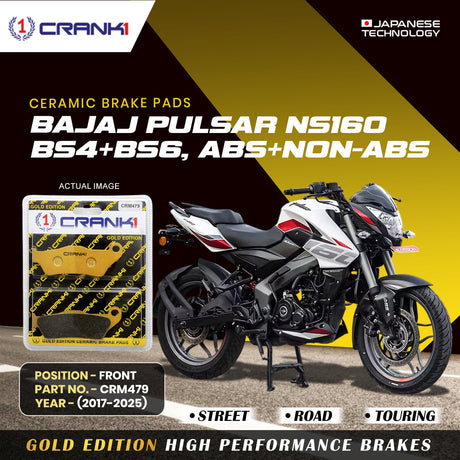 CRANK1 Ceramic Front Brake Pads CRM479 for Bajaj Pulsar NS160 BS4 BS6 ABS Non ABS HH Rated Brake Pads