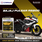 CRANK1 Ceramic Front Brake Pads CRM479 for Bajaj Pulsar RS200 (2024-2025) HH Rated Motorcycle Disc Brake Pads