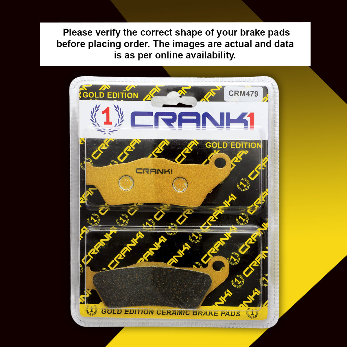 CRANK1 Ceramic Front Brake Pads CRM479 for Bajaj Pulsar RS200 (2024-2025) HH Rated Motorcycle Disc Brake Pads