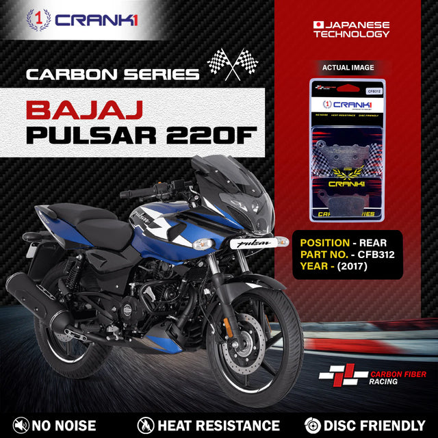 CRANK1 Carbon Rear Brake Pads CFB312 for Bajaj Pulsar 220F Up to 2017
