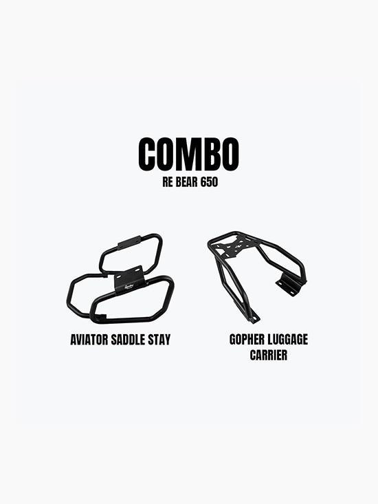 LEGUNDARY saddle stay and luggage carrier combo Royal Enfield Bear 650 black mild steel
