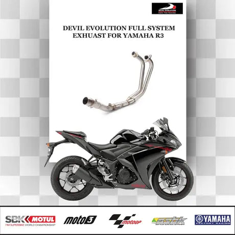 Yamaha R3 Devil Evolution exhaust system installed
