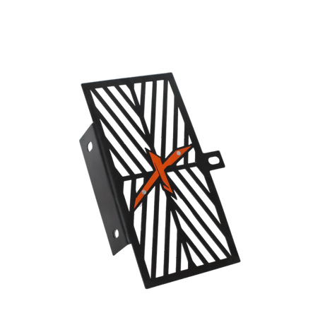 MotoCare radiator guard installed on Hero Xpulse motorcycle front protecting engine with optimized airflow and rugged styling