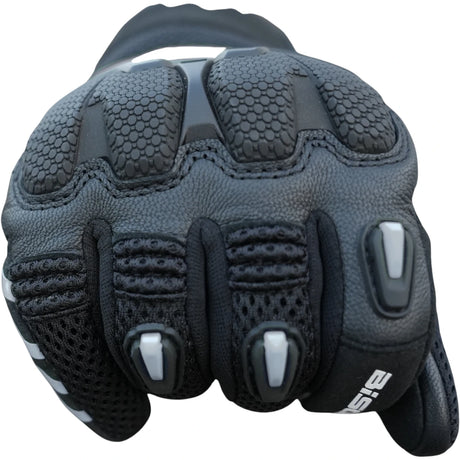 Bison ProGear Raptor motorcycle riding gloves in black and grey

