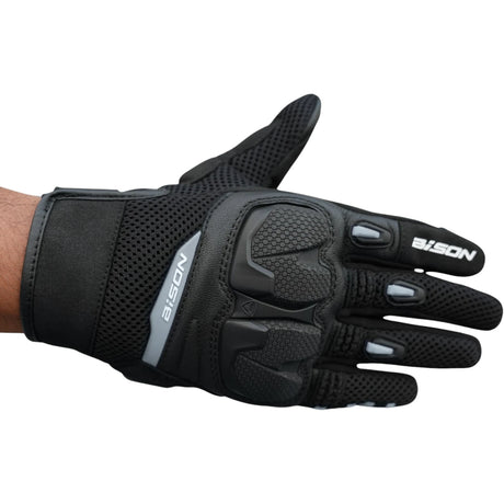 Bison ProGear Raptor motorcycle riding gloves in black and grey

